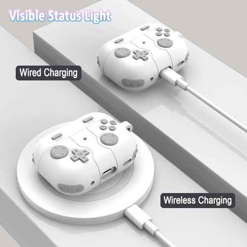 Image of Retro Game Console Case Cover for Apple Airpods Pro 3 (2025) with Carabiner (White, Game Console)