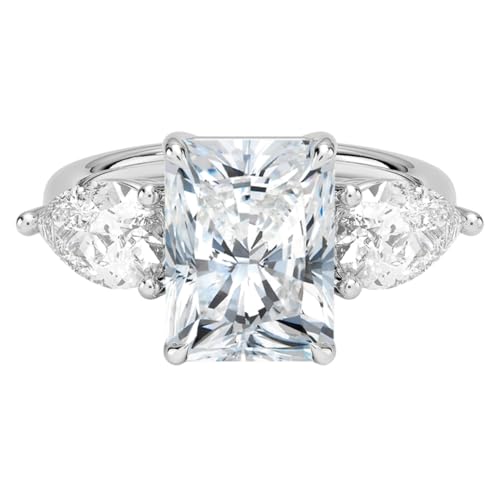 3 CT Radiant Cut Lab Grown Diamond Luxe Three Stone Engagement Ring For Her