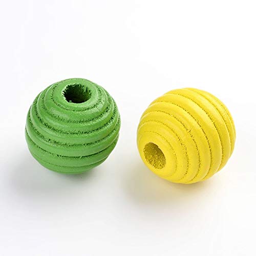 Perlin Wooden Beads Craft Kit, 50 Pieces Colourful Mixed Colors, 14 x 13 mm, for Threading DIY Projects, Klein - Image 3