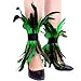 Ouxuefen Feathered Trimmed Ankle Cuffs Women Costume Accessories For Gothic Parties Themed Event And Fashion PU Leather F