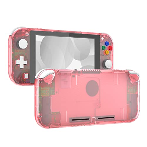 eXtremeRate Coque pour Nintendo Switch Lite Console avec Boutons & Verres Trempé Protection Écran pour Switch Lite,Rose Transparent
