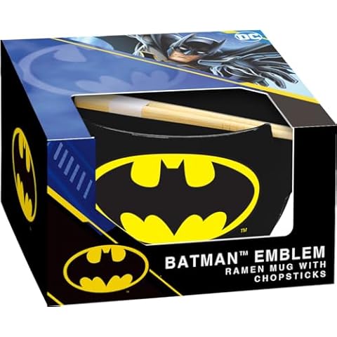ICUP DC Comics Batman Emblem Ramen Mug w/Chopsticks Cover