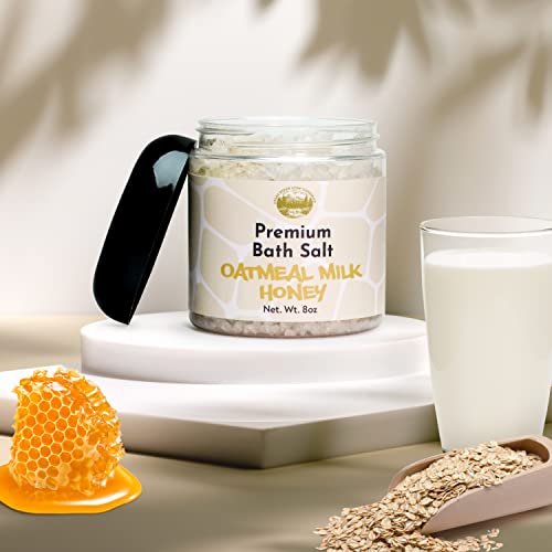 Oatmeal Milk & Honey - Salt Scrub - 8Oz Detox Bath Salt Body Scrub, Great As A Face Scrub & Exfoliating Body Scrub For Acne Scars, Stretch Marks, Foot Scrub- Falls River Soap Company #TOP1