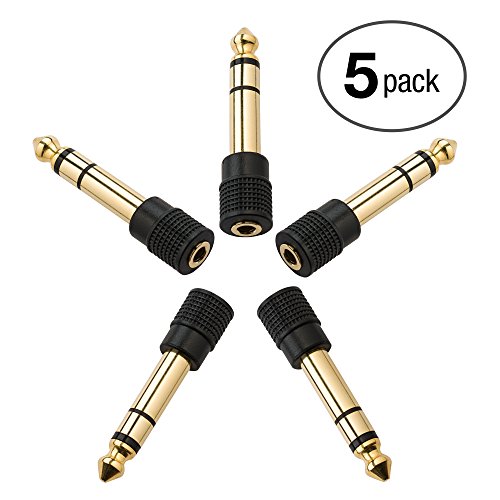 Aurum Cables 5-Pack 6.35mm Male to 3.5mm Female Stereo Adapter