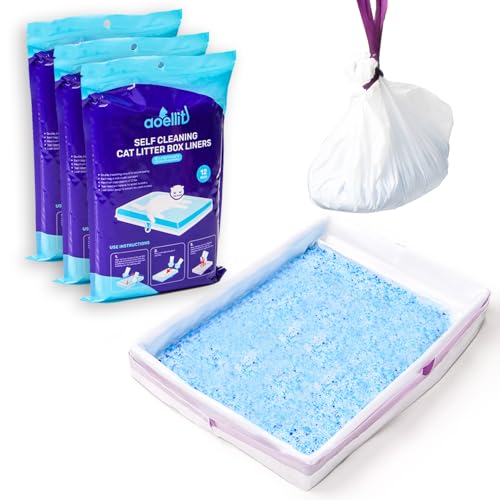 AOELLIT 36 Count Litter Box Liners, Waste Bags Compatible with Pet-safe ScoopFree Self-Cleaning Litter Box Tray, Drawstring Litter Bags for Reusable Tray, Pre-Separated (38