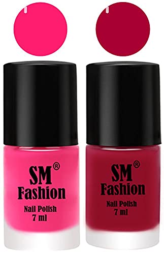 Image of Long Lasting Nail Polish | Nail Paint Combo 7 ml Each) - Set of 2 Deep Pink-Dark Magenta