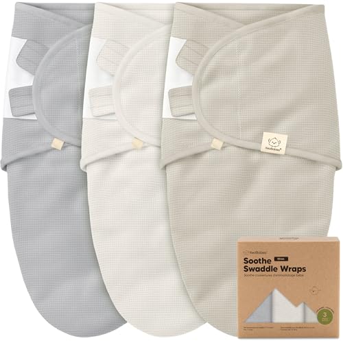 Image of 3-Pack Organic Swaddles for Newborns, Baby Sleep Sacks 0-3 Months - Baby Swaddle Wrap, Newborn Wearable Blanket, Infant Sleep Sack for Girls, Boys, Soft & Snug, Large Hook & Loop Closure (Granite)