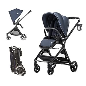 ELITTLE EMU Kinderwagen Wendbarer Klappbar Buggy bis 25kg Rückwärtsgerichtet Buggy mit Sonnenschirm Verstellbarer Fahrtrichtung, Kinderwagen mit Liegefunktion für Klein von 0 bis 3,Blau