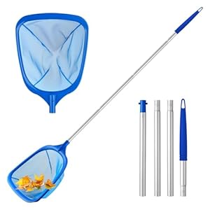 TUXUNQING Poolnetz mit Teleskopstiel, abnehmbarem Stiel, feinmaschigem Netz, Handkescher für Pool, Teich, Schwimmbad – Robustes Schöpfnetz zur effizienten Reinigung (146cm)