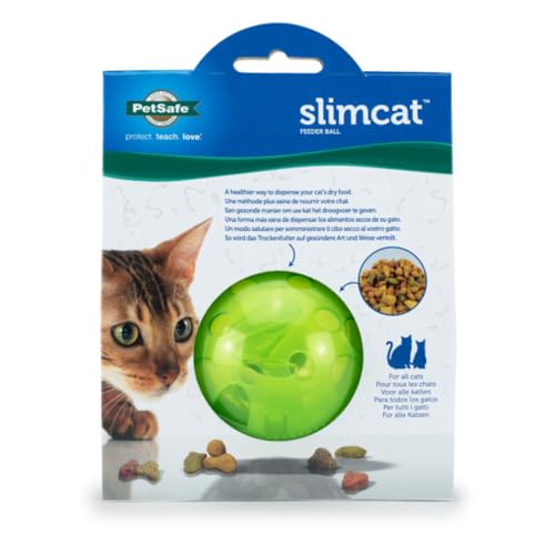 Miniatura 2 de Petsafe Slimcat Juguete Dispensador De Comida Para Gatos, Bola Dispensadora, Juego Interactivo Para Gatos, Juguete Relleno De Golosinas - Verde