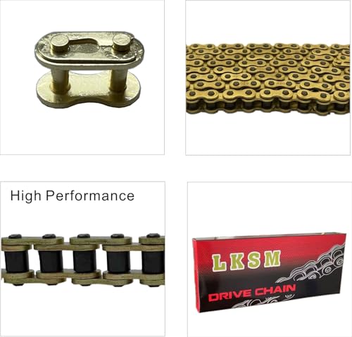 Image of 420 Motorcycle Chain Gold 132 Link | Standard Roller Chain with 10 Connecting Master Link for 100cc 110cc 125cc Dirt Pit Bike ATV Quad Go Kart Mini Bike Scooter