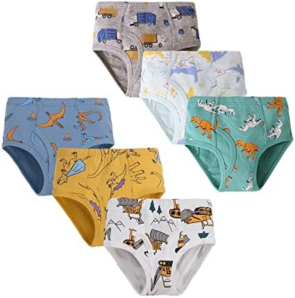 feabtonbd 100% Cotton Boys Briefs Soft Comfortable Dinosaur Truck Toddler Underwear