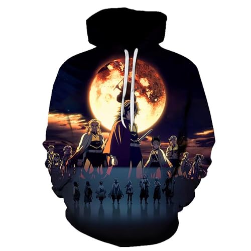 AONUOWE Slayer Hoodie Kimetsu no Yaiba 3D Printed Anime Hooded Sweatshirt Pullover Tops Outerwear for Men and Women
