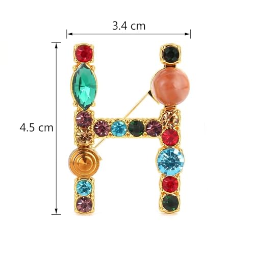 Image of Initial Brooch Pins A-Z 26 Letters Brooches For Women Colorful Enamel Alphabet Pin Pearl Crystal Lapel Pin