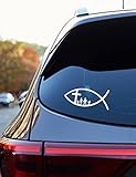 Hope Faith Love Heart Car Decal Stickers, Jesus Cross Vinyl Sticker for Car Windows, Tablets, Laptops, Water Bottles (Family Jesus Fish White)