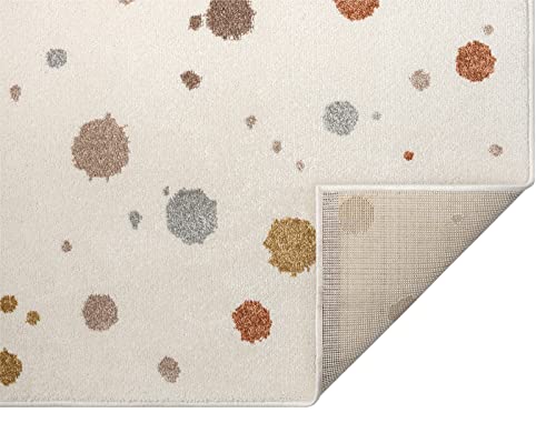 the carpet Beat Kids Moderner Weicher Kinderteppich, Weicher Flor, Pflegeleicht, Farbecht, Punkte Muster, Creme, 120 x 170 cm - 4