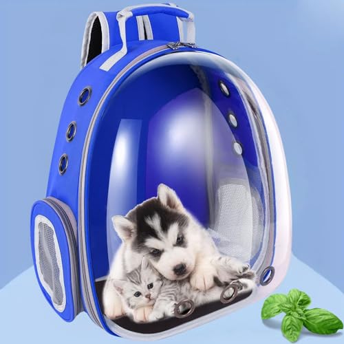 Image of VAYINATO Transparent Portable Pet Backpack Travel Carrier, Convenient Travel for Small Dog and Cat | Waterproof, Comfortable and Breathable by Petzlifeworld (Blue)