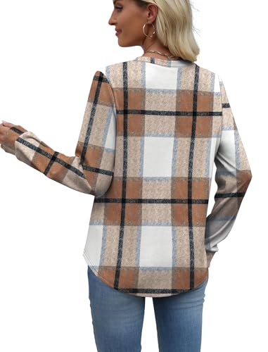 Image of WIHOLL Sweatshirt for Women Crewneck Long Sleeve Shirts Curved Hem Lightweight Sweaters Fall Clothes 2025