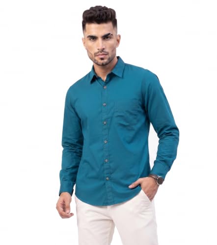Image of Amazon Brand - INKAST Men Solid Cotton Shirt | Casual Wear | Basic Essential Plain Everyday & Office Wear | Full Sleeve | Regular Fit