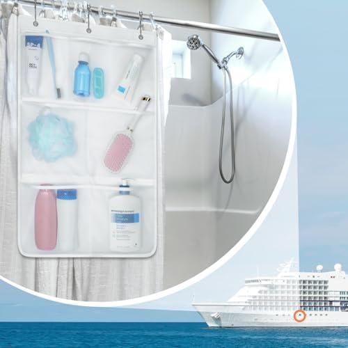 F-color 7-Pocket Mesh Shower Caddy - Hanging Shower Organizer for Cruise - 1