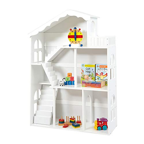 Liberty House Toys Weißes Holz Puppenhaus Bücherregal mit Dach Terrasse Balkon, 116cm H x 83cm W x 30.5cm D – Bild 4