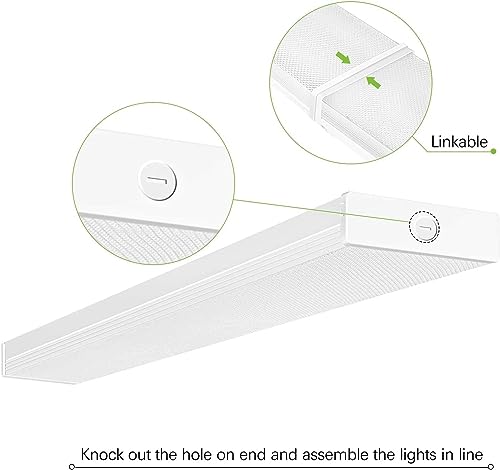 Hykolity WRA-1053 4 Pack 4Ft Led Wraparound Light 40W 4 Foot Shop Lights For Garage, [2-Lamp 32W Fluorescent Equiv.] 4400Lm 4000K Wrap Light thumb #3