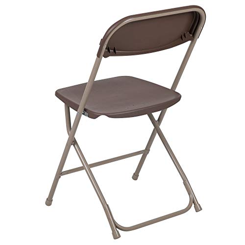 Image of Flash Furniture Hercules Series Plastic Folding Chair - Brown - 2 Pack 650LB Weight Capacity Comfortable Event Chair-Lightweight Folding Chair