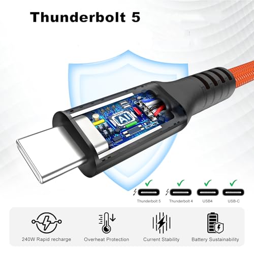 HYairspy Thunderbolt 5 ケーブル 2m 240W・120Gbps US-001 の商品画像 4