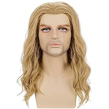 morvally Adult Men Long Blonde Wavy Synthetic Hair Wig for Surperhero Cosplay Costume Halloween Party