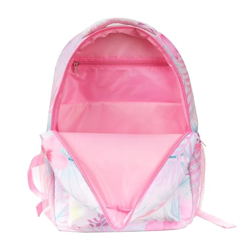 Kit Mochila Escolar, 3 Peças, Rosa e Lilás com Estampa