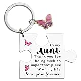 UYBEPU Aunt Gifts From Niece Nephew Auntie Gift Ideas Aunt Birthday Gifts for Women Best Aunts Ever Gift for Aunts Unique Puzzle Butterfly Keychain for Auntie Mother's Day Present