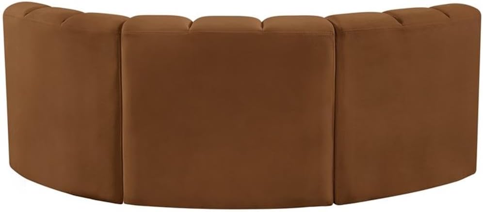 BOWERY HILL Contemporary Modular Sectional Sofa, 80" W x 37" D x 30" H, Saddle Velvet Upholstery, Deep Channel Tufting, Configurable Design, Living Room or Den Seating