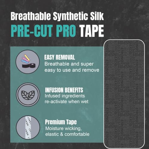 Image of Heali Kinesiology Tape with Magnesium and Menthol, 3 Pack, Each w / 20 Precut Strips, K Tape Roll, Knees, Physical Therapy Sports Tape for Knees, Joints & Muscles, Water Resistant, Black Inspo