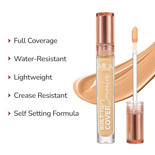 Image of Mila Beaute Built to Cover Liquid Concealer for Women With Spf & Hyaluronic Acid| Full Coverage Matte Finish Concealer for Dark Circles | Easily Blendable & Waterproof Formula| Suitable for Indian Skin Tones - 105P True Maple