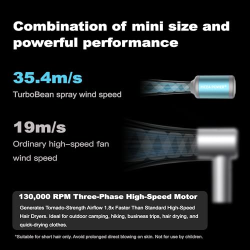 Edge TurboBean 22kPa Mini Hochdruck Luftpumpe für Aufblasbares, 420L/min & 130K RPM Schnellaufpumpen und Entlüften mit USB-C Anschluss, Tragbare Elektropumpe für Campingmatratze, Schlauchboot etc