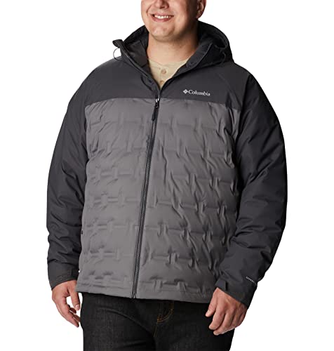 Columbia Men's Grand Trek Ii Down Hooded Jacket, City Grey/Shark, 4X Tall #TOP5