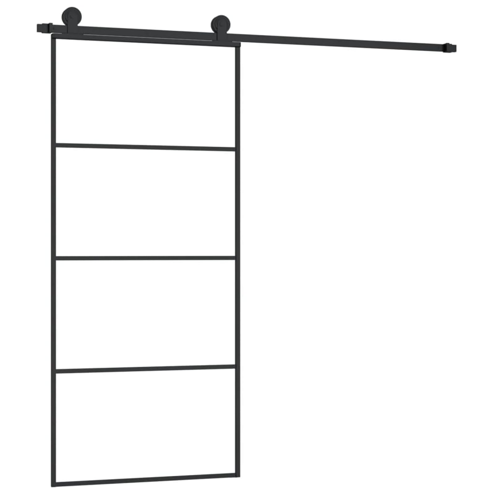 Homgoday Puerta corredera con ferretería 90 x 205 cm vidrio ESG aluminio, muebles para casa, interior, exterior, salón dormitorio i