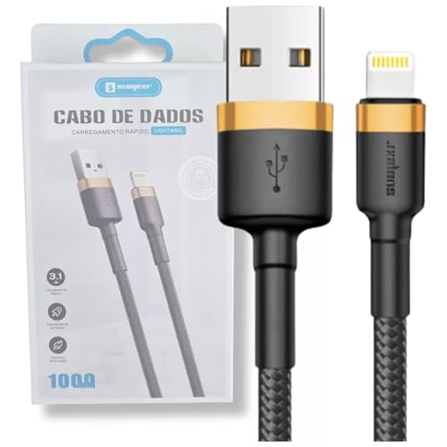 Cabo Carregamento Rápido 3A 1 Metro Transferência Dados Estável Revestimento Nylon Trançado Resisten