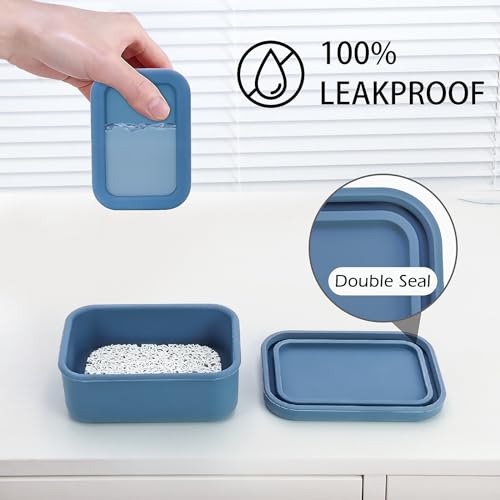 Leak Proof Silicone Travel Soap Case with Draining Layer, Compact Portable Soap Container, Shatterproof Soap Holder for Traveling, Camping, Gym, Bar Soap Caddy (Dark Blue) - Image 3