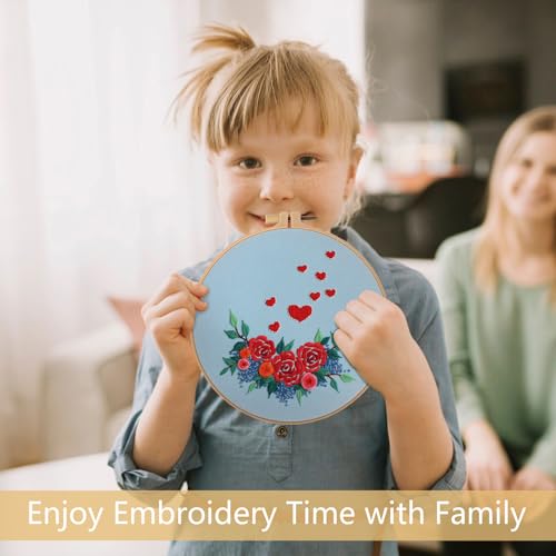 Image of Loyisal Embroidery Kit for Beginner Adults, Adult DIY Hand Embroidery Set, Ideal for Valentine's Day and Home Decorations (Flower)