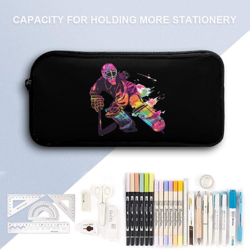 Ice Hockey Goalie Girl Watercolor 3PCS Backpack Set 17 Inch Laptop Daypack with Lunch Bag And Pencil Case4