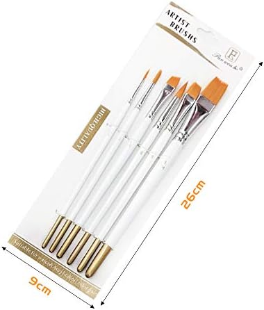 Artist Paint Brush Set,KANOSON 6pcs White Wooden Handle Artist Acrylic Paint Brush Set, Small Fine Nylon Watercolour Paint Brushes/Oil Paint Brushes/Gouache Paint Brushes for Art