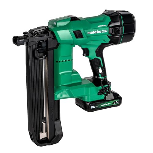 Metabo HPT 18V Cordless 7/16-Inch Medium Crown Stapler Kit Air Spring Drive High Power - Low Recoil 1 to 2-Inch Staple Length 150 Staple Capacity Adjustable Nose LED Light N1808DA