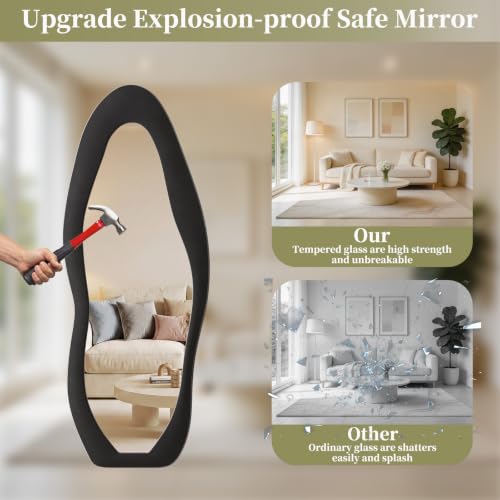 Image of Koonmi Full Length Mirror 71 inchx30 inch, Irregular Flannel Floor Mirrors