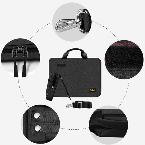 Image of Laptop Case 15.6 Inch Briefcase Military-Grade Protection with Detachable Belt Bag, Compatible All Model of 15-16 Inch MacBook Pro and Most Popular 15.6 Inch Notebooks Chromebooks (Black)