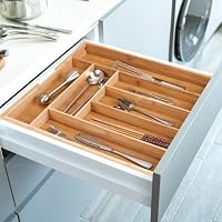 Sosayet grösseverstellbarer Bambus-Bezettkasten mit 6-8 Fächern, Expandable Organizer für Besteck und Küchenutensilien – Ansicht 6