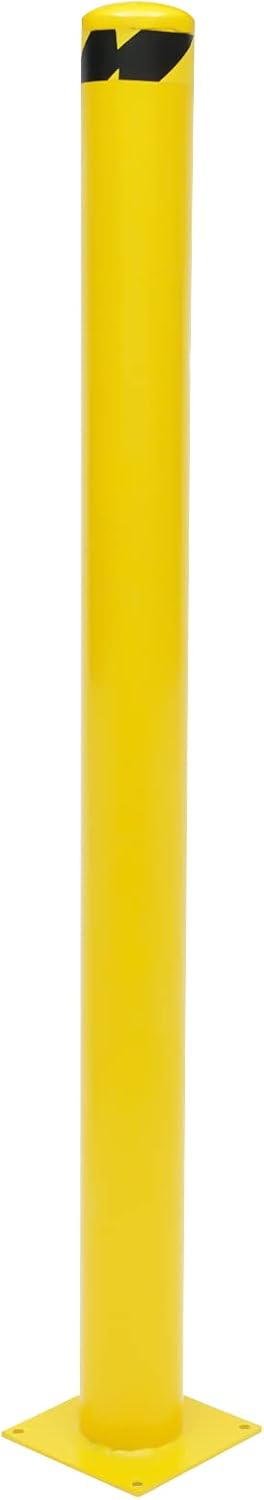 Gdrasuya10 Safety Bollard Post Industrial Steel Bollards 60" Tall Yellow Pipe Safety Barrier Safety Traffic Control Bollard Post with Bolts Floor Tape for Entrances, Parking Lots, Sidewalks