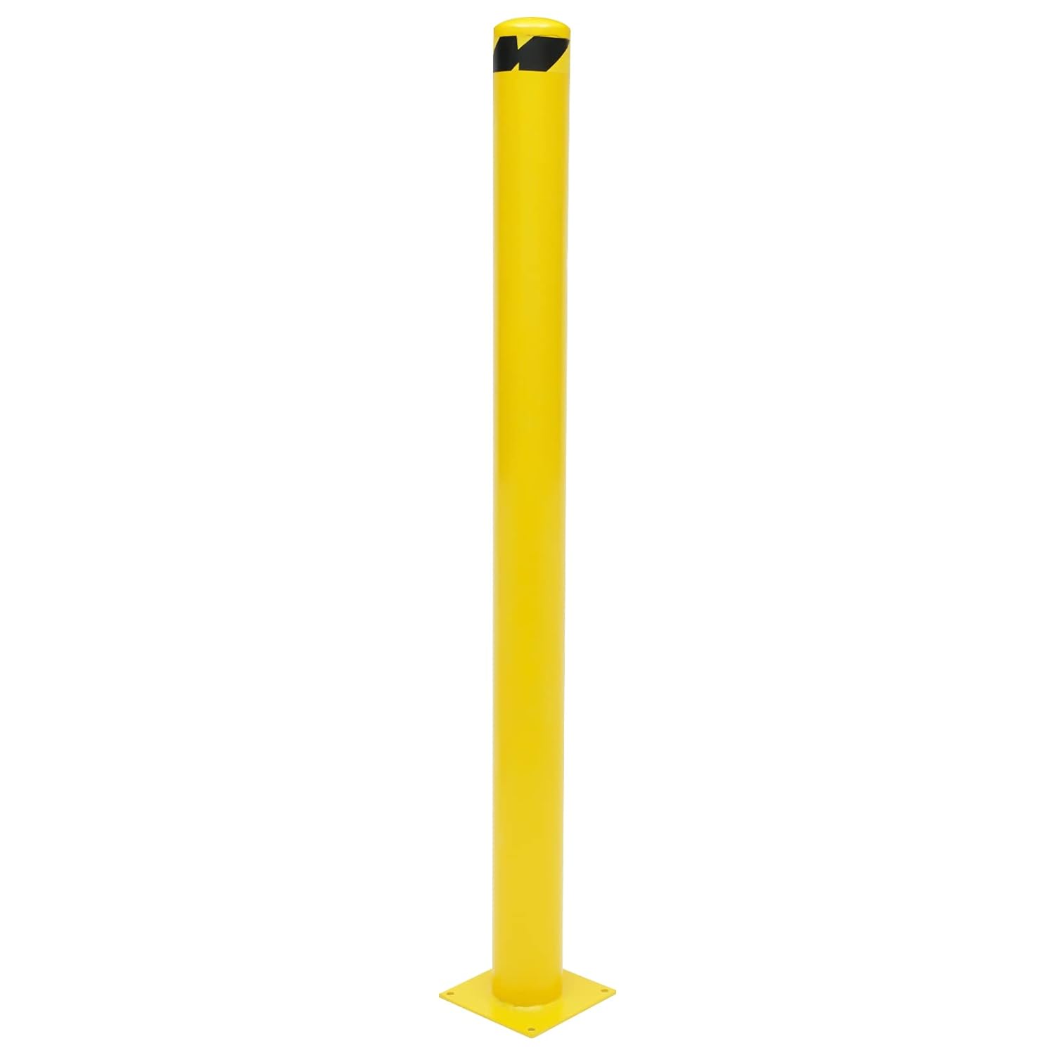Safety Bollard Posts, 60" Height 4.5" Diameter Safety Barrier Bollard Yellow Safety Steel Bollard Post with 4 Anchor Bolts for Traffic-Sensitive Area (60" H×4.5" D)