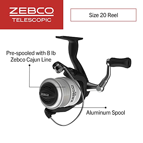 Zebco 33 Spinning Reel and Telescopic Fishing Rod Combo, Extendable 20-Inch to 6-Foot Fiberglass Fishing Pole, EVA Rod Handle, Size 20 Reel, Aluminum Spool, QuickSet Anti-Reverse, Silver/Black - Image 3