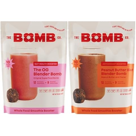 The Bomb Co. Blender Bomb, The Original & Peanut Butter Blast High Fiber Smoothie Supplement With Superfoods & Amino Acids, Smoothie Mix With Hemp, Flax and Chia Seeds, 20 Servings Cover